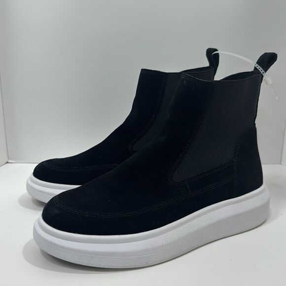 Nurture Anna High Top Sneakers Suede Slip On Booties Black Platform Comfort - Picture 10 of 13